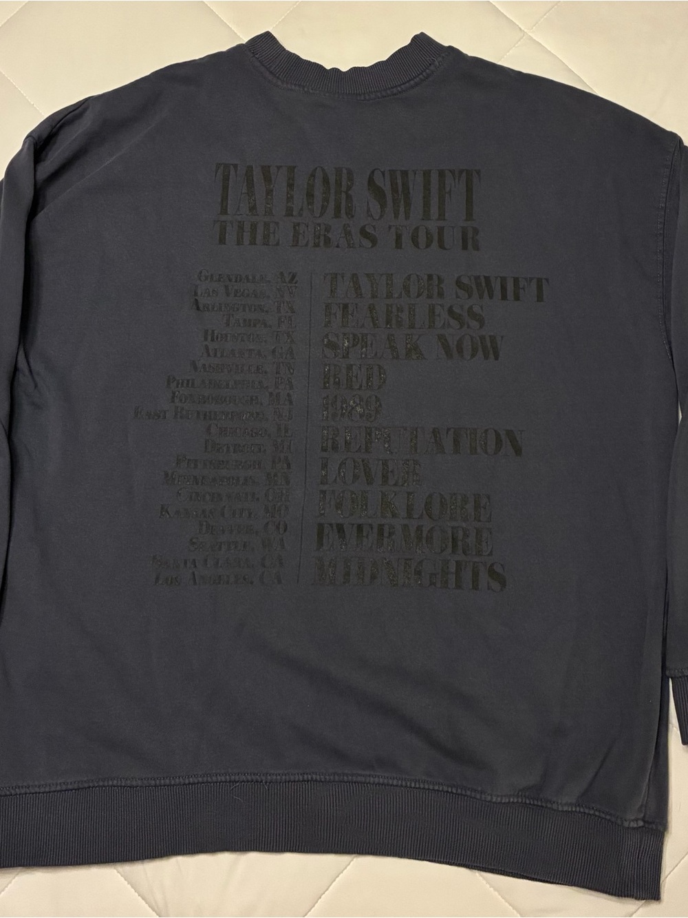 Black Crewneck Sweater with Tour Back Print